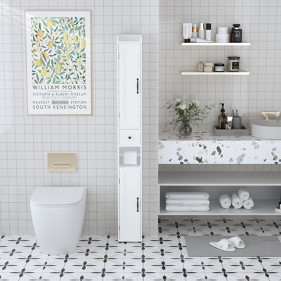 Tall Bathroom Storage Cabinet With Adjustable Shelves And Slim Design, Perfect For Small Spaces And Organizing Essentials
