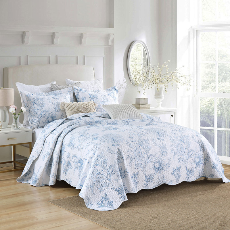 MarCielo 3 Piece Printed Floral Quilt Set Lightweight Bedspread Set BY321, King Quilt + 2 King Shams