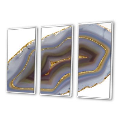 Golden Core Agate - Glam Framed Canvas Wall Art Set Of 3 -  Design Art, FL25711-3P-WH