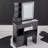 29.2" Small Size Left Drawer Desktop Vanity Table + Cushioned Stool, Large Sliding, Touch Control, Tri-Color Switching, Brightness Adjust LED Mirror, High Capacity Storage, Suitable For Small Space