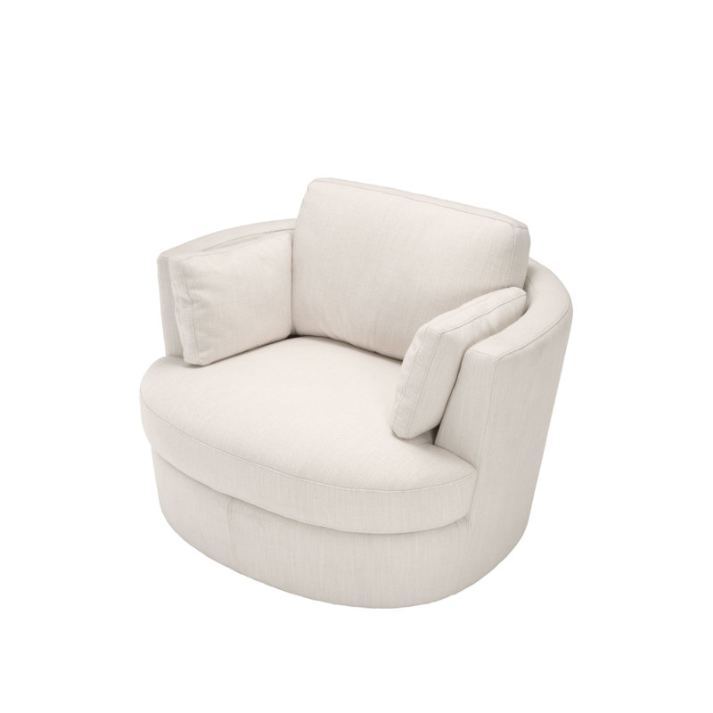 Clarissa Swivel Club Chair, Avalon White Polyester Blend