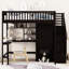 Lit mezzanine double avec éléments complets. Bibliothèque, tiroirs, bureau et garde-robe. Fabrication en bois de pin massif pour la durabilité. Conception inspirée de la maisonnette. Clôture en forme. L 94,4 po x l 57 po x H 72 po