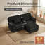 Canapé d'angle modulaire 2 places en velours côtelé noir avec pouf amovible et assises profondes-1108986878