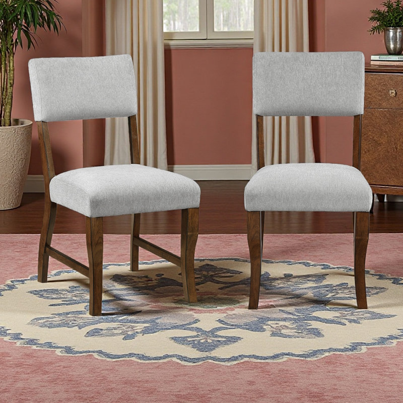 Ensemble de 2 chaises de salle à manger contemporaines rembourrées en tissu de chenille durable, Gris