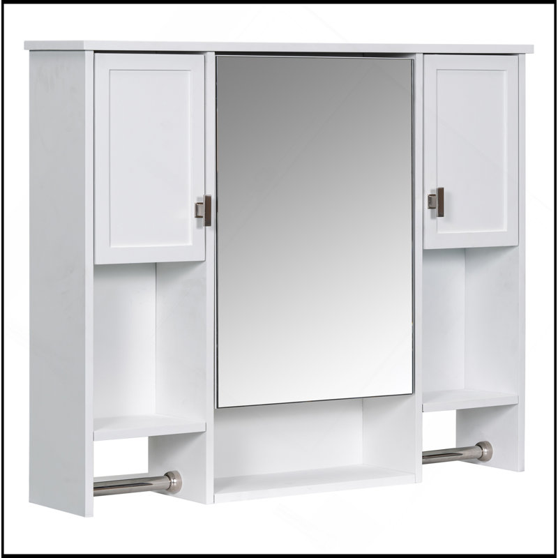 Armoire de rangement murale moderne 35 po x 28 po, armoire de salle de bain avec miroir, armoire à pharmacie avec barre à serviettes Modern