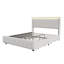 Smart Velvet Bed Frame with LED Charging Headboard, Tufted Upholstered Frame with Storage Drawers, Grey/Beige in Multiple Size (EU Single, Double & King)-1020501897-1020501898