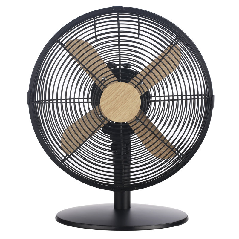Russell Hobbs RHMDF1201WDW 12" White Scandi Style Desk Fan, Black/Brown