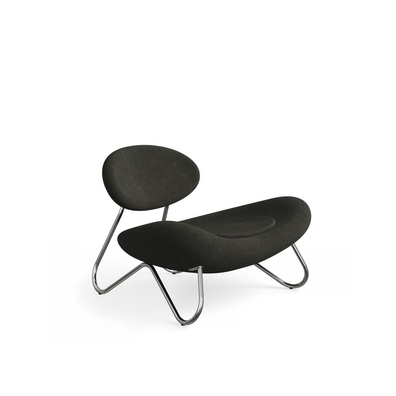Meadow Lounge Chair, Black Painted Steel Frame, Rose Wool Blend, Chrome