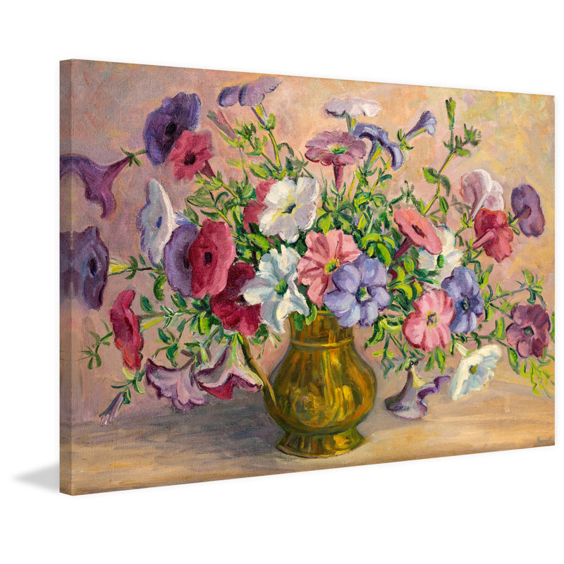 Flowers In A Vase by Marmont Hill - Wrapped Canvas Painting, 76cm H x 114cm W x 3.81cm D