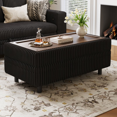Sherry 40.55'' Upholstered Storage Ottoman with Tray