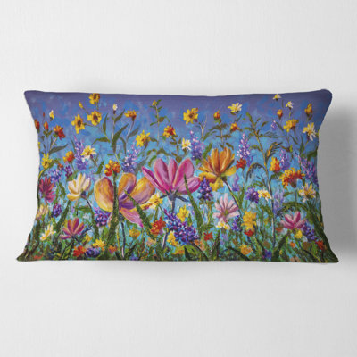 Daisies and Wildflowers in Summer Garden Field I Rectangular Pillow Cover & Insert