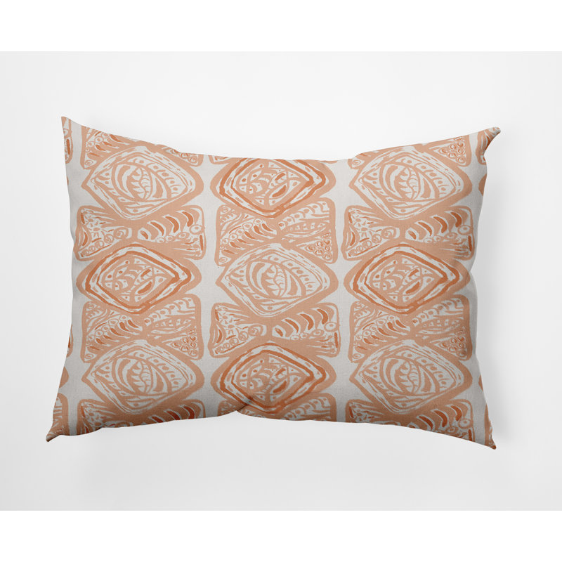 Geometric Outdoor Reversible Throw Pillow, Orange