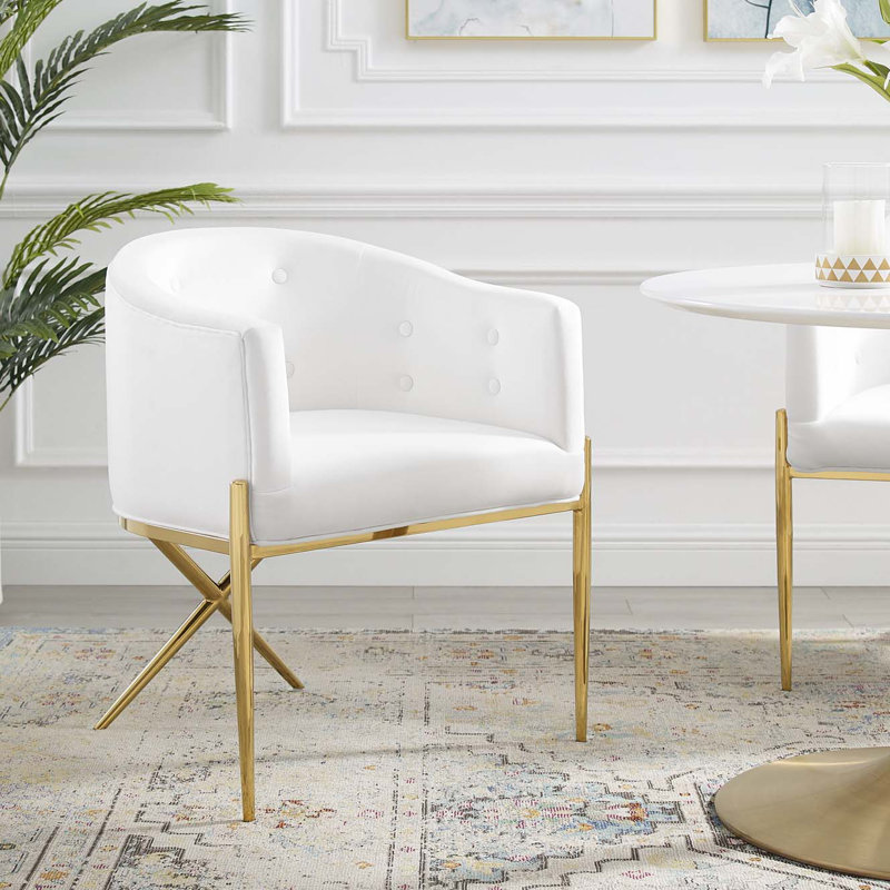 Modway Savour Accent Dining Armchair Performance Velvet, White, 1