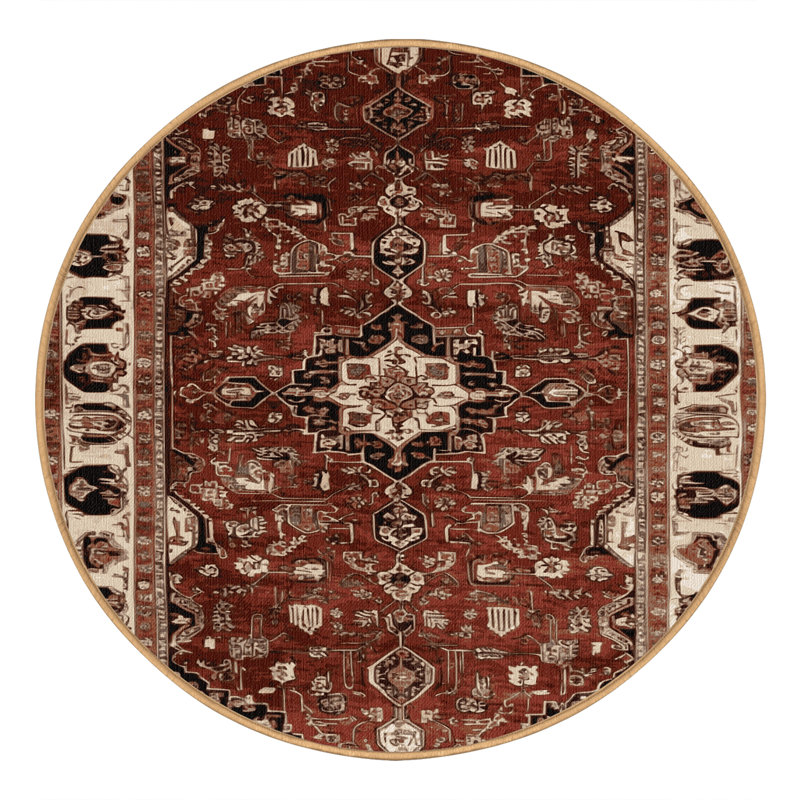 Tapis brun lavable à la machine, Rond 7 pi