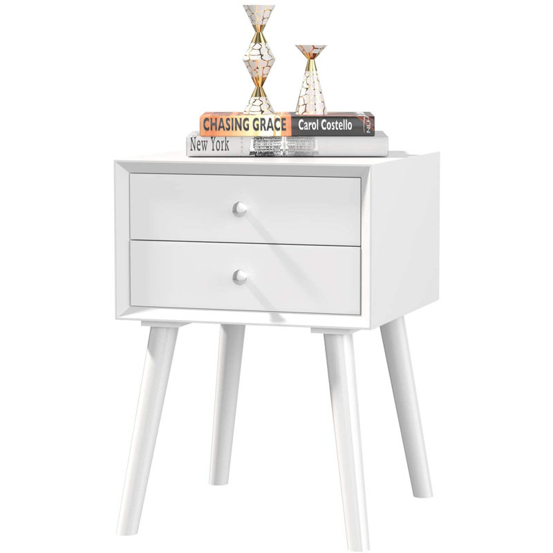 Olton End Table, White, White