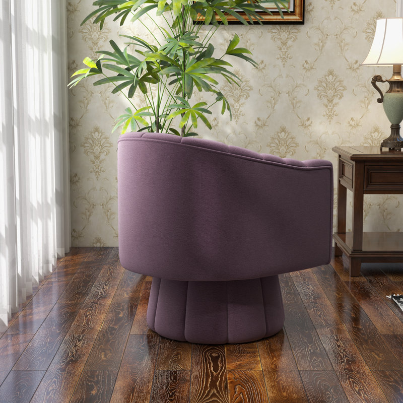 Aynur Velvet Swivel Barrel Chair, Purple