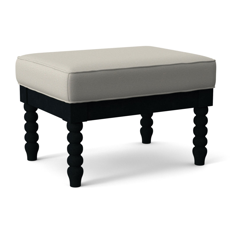 Repose-pieds Louisa, Finition noire, Tissu blanc performance 0851-94