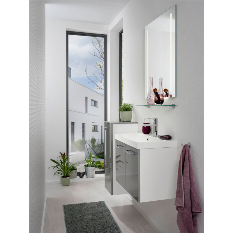Lima 60cm Single Bathroom Vanity Base Only, Stone ash/White