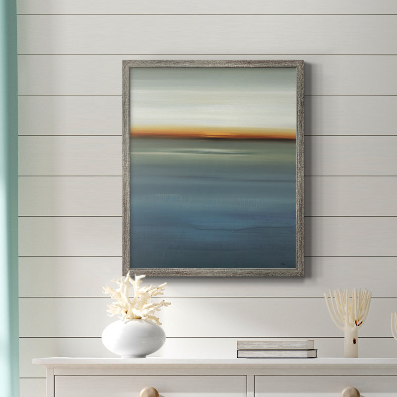 Toile encadrée «Beside the Blue I» de qualité supérieure - prête à être accrochée, Argent patiné, H 24 po x l 20 po