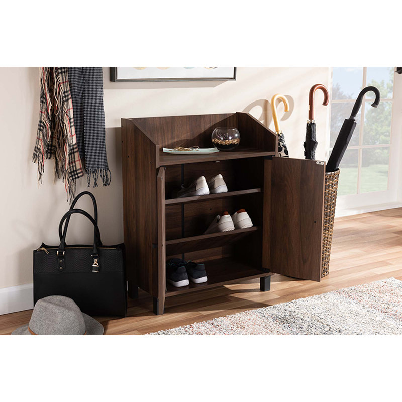 Rangement à chaussures pour 8 paires Brighton, Tablette supérieure, noyer
