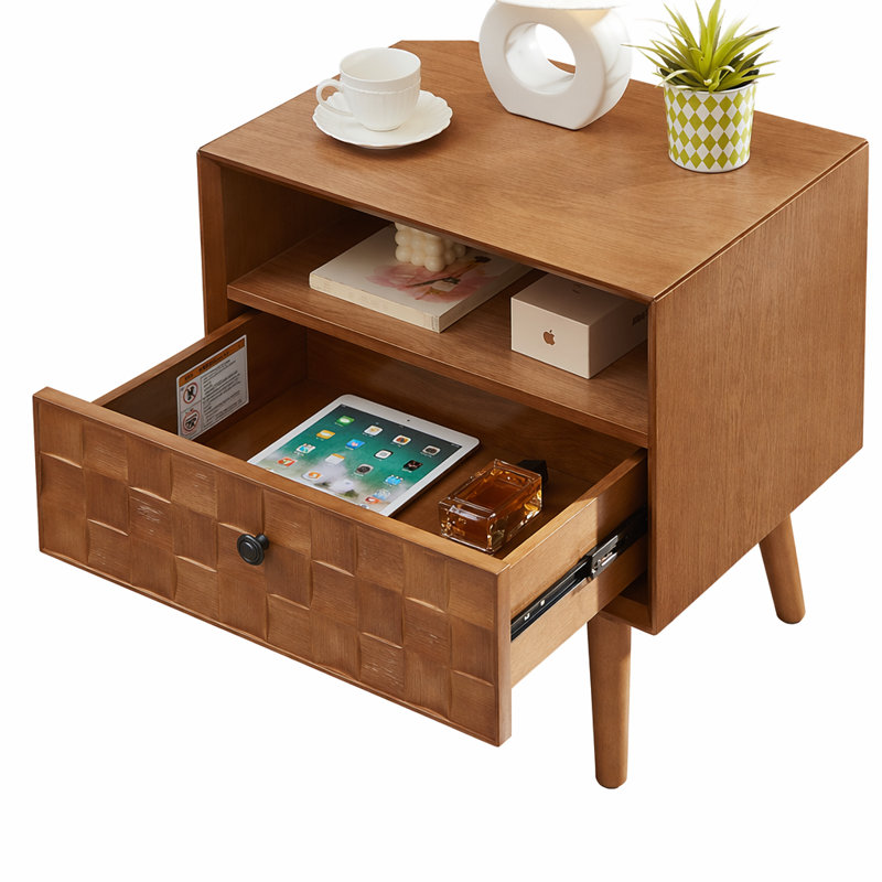 Table de chevet 22 po Mid-Century Modern, Chêne doré