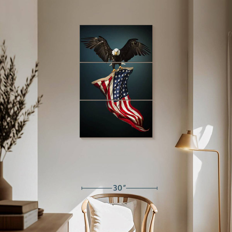 Brampt Eagle With American Flag, 57" H x 36" W
