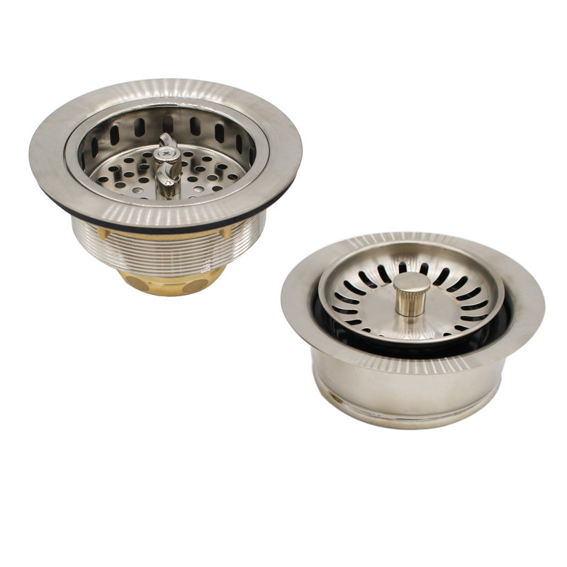 COMBO PACK Kitchen Sink Drain Trim and Disposal Flange with Wing Nut Style Basket Strainers, Stainless Steel