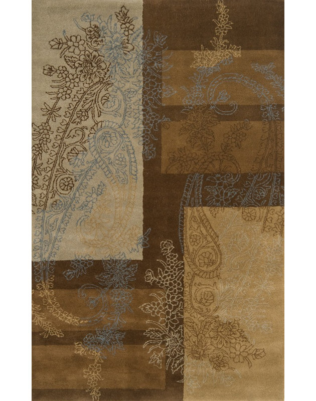 Tapis brun en laine touffeté à la main Hawkinge, 5 pi x 8 pi