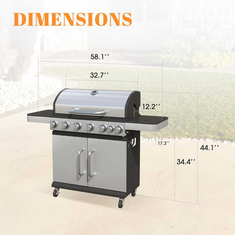 Stainless Propane Gas Grill With Side Burner
