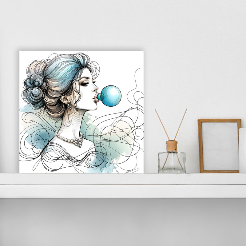 «Playful Elegance Bubble Gum», art mural sur toile tendue, H 12 po x l 12 po x P 1 po