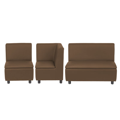 Kid Comfort Collective Modular L-Shaped Seating, 3-Piece Set - Chocolate