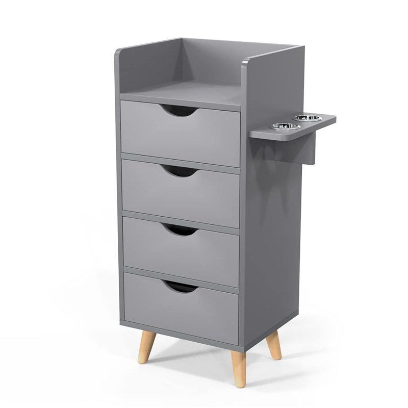 Gray MDF Bathroom Storage Cabinet with 4 Drawers and Dryer Holders