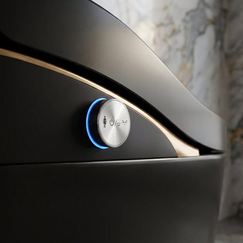 Toilette moderne avec bidet, siège chauffant, chasse d'eau automatique, capteur de pied, conforme Ada, Noir