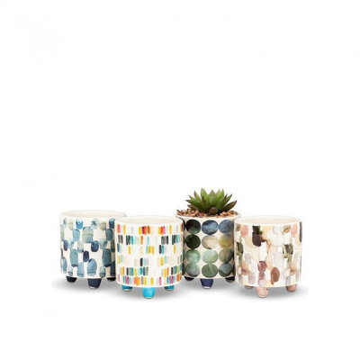 Ensemble de cache-pots en céramique 4 pièces Pranavi