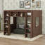 Grand lit mezzanine en bois avec armoires et tablettes, conception moderne peu encombrante-694224525