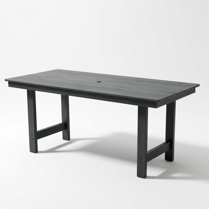 Durable Rectangular Outdoor Dining Table with Umbrella Hole