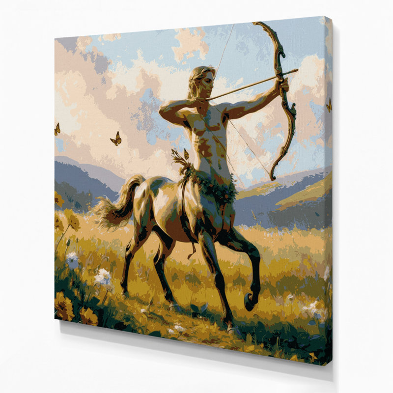 Art mural sur toile Sci Fi Centaur archer in meadow, H 8 po x l 8 po