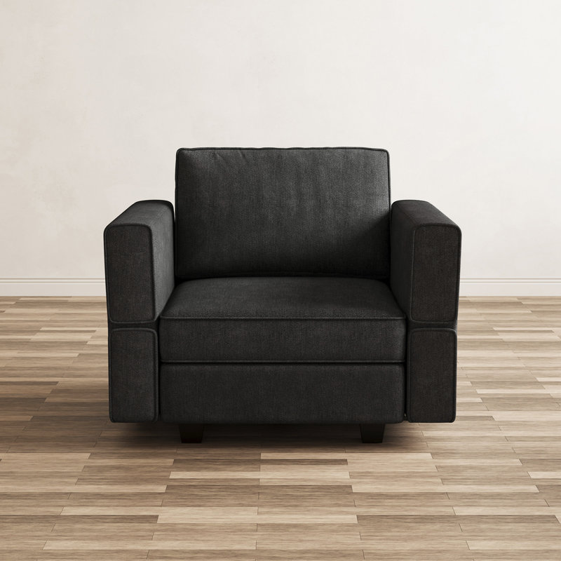 Upholstered Accent Armchair With Storage, Dark Gray