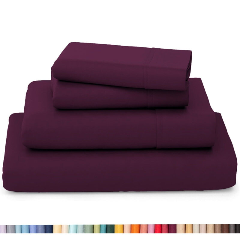 Ultra Soft Bamboo Sheet Set - 4 Pc Set - Wrinkle Resistant - Cooling Sheets with Deep Pockets, Eggplant