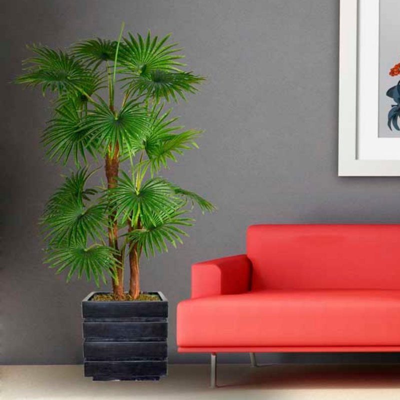 Palmier artificiel en pot 54 po Panama, Noir