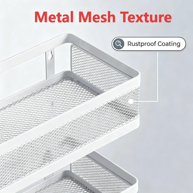 Support de rangement mural pour panier de douche Mesh, White