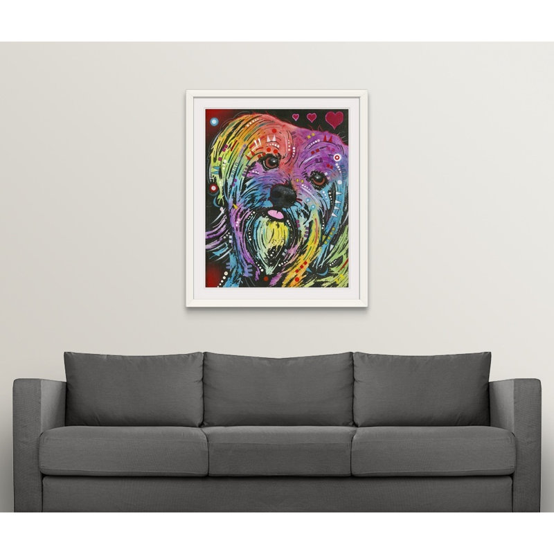« dog art 10 », reproduction d’impression, H 28 po x l 24 po x P 1 po, Cadre blanc