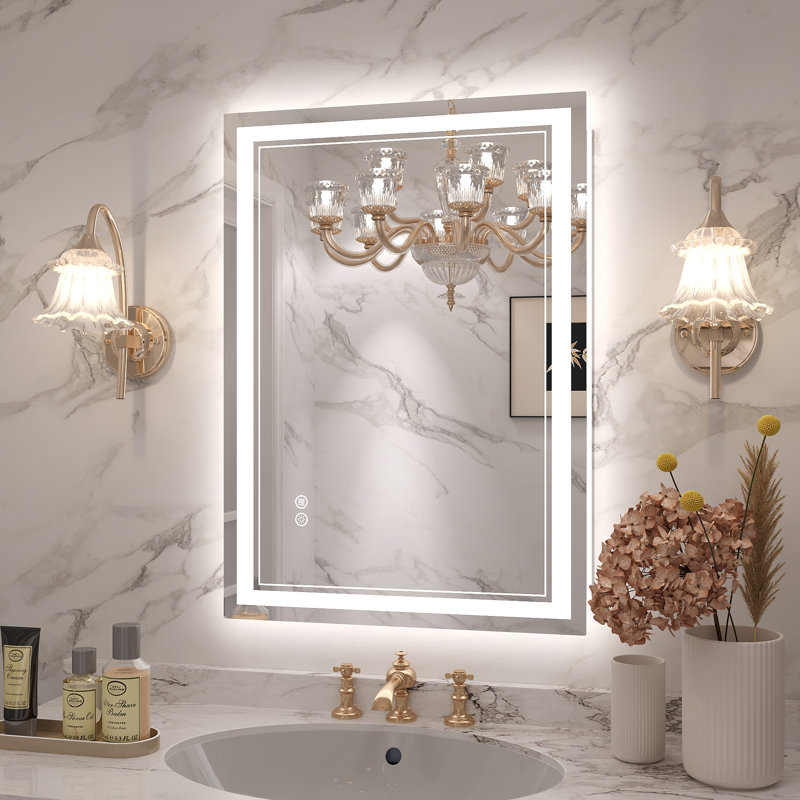 Molly Framelss or Framed LED Anti-Fog Tempered Glass Wall Bathroom Vanity Mirror - UL Certified, 96" x 36", Clear