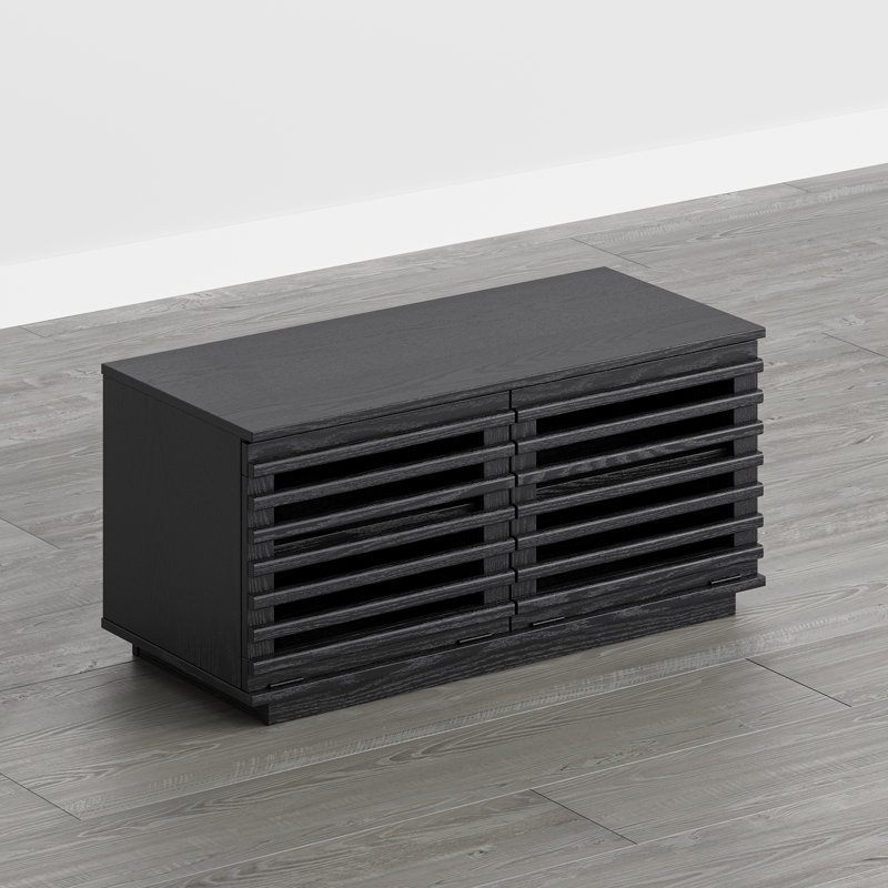 35’‘W Modern TV Stand Built in LED Lights, Black