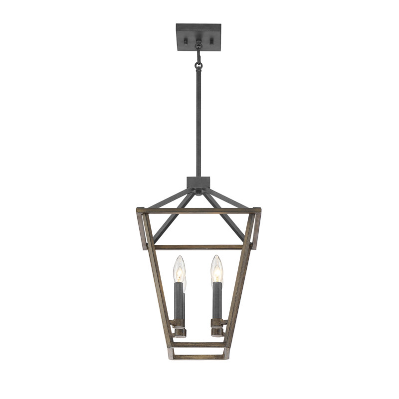 Sarmila 4-Light Pendant in Whiskey Wood, 18" H x 12" W x 12" D