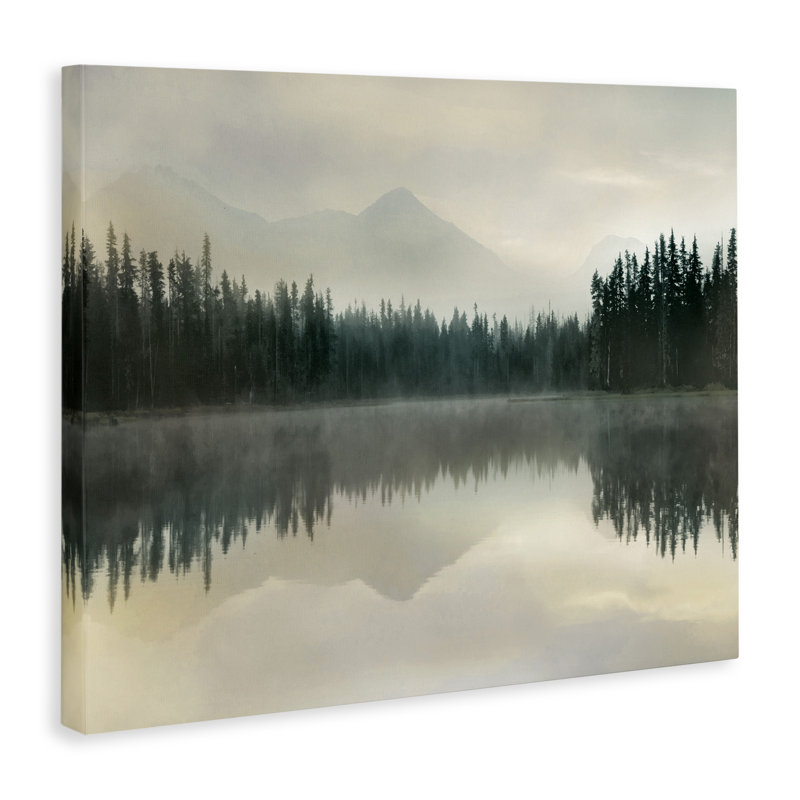 «Foggy Lake Forest Landscape Soft Nature Water Reflection» par Danita Delimont - photographie, H 36 po x l 48 po