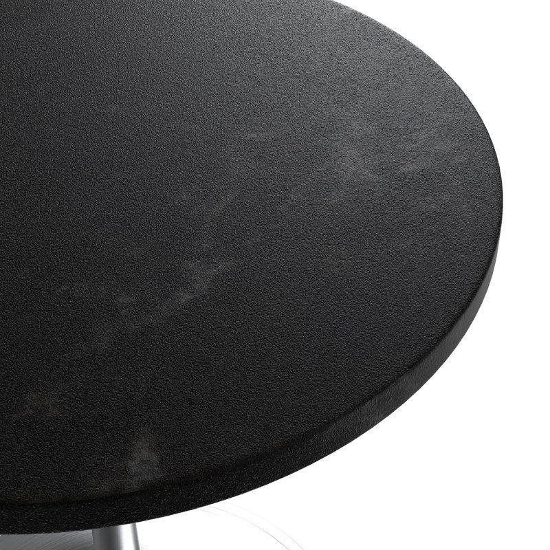 Heatherton 27" Round Dining Table with MDF Top and Brushed Silver Stainless Steel Pedestal Base Kitchen Table Seats 2-4 Person