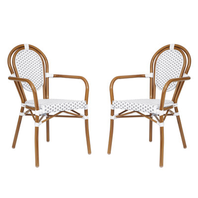 Damore All-Weather Commercial Paris Chairs with Arms and Metal Frames