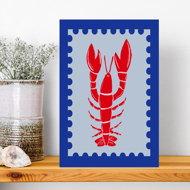 «Red Lobster Stamp», art mural océan côtier, H 18 po x l 12 po