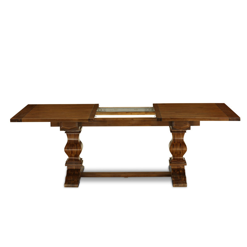 11 Piece Dining Table Set Includes a Rectangle Dining Room Table with Removable Leaf and 10 Light Tan Linen Fabric Parson Chairs, Antique Walnut